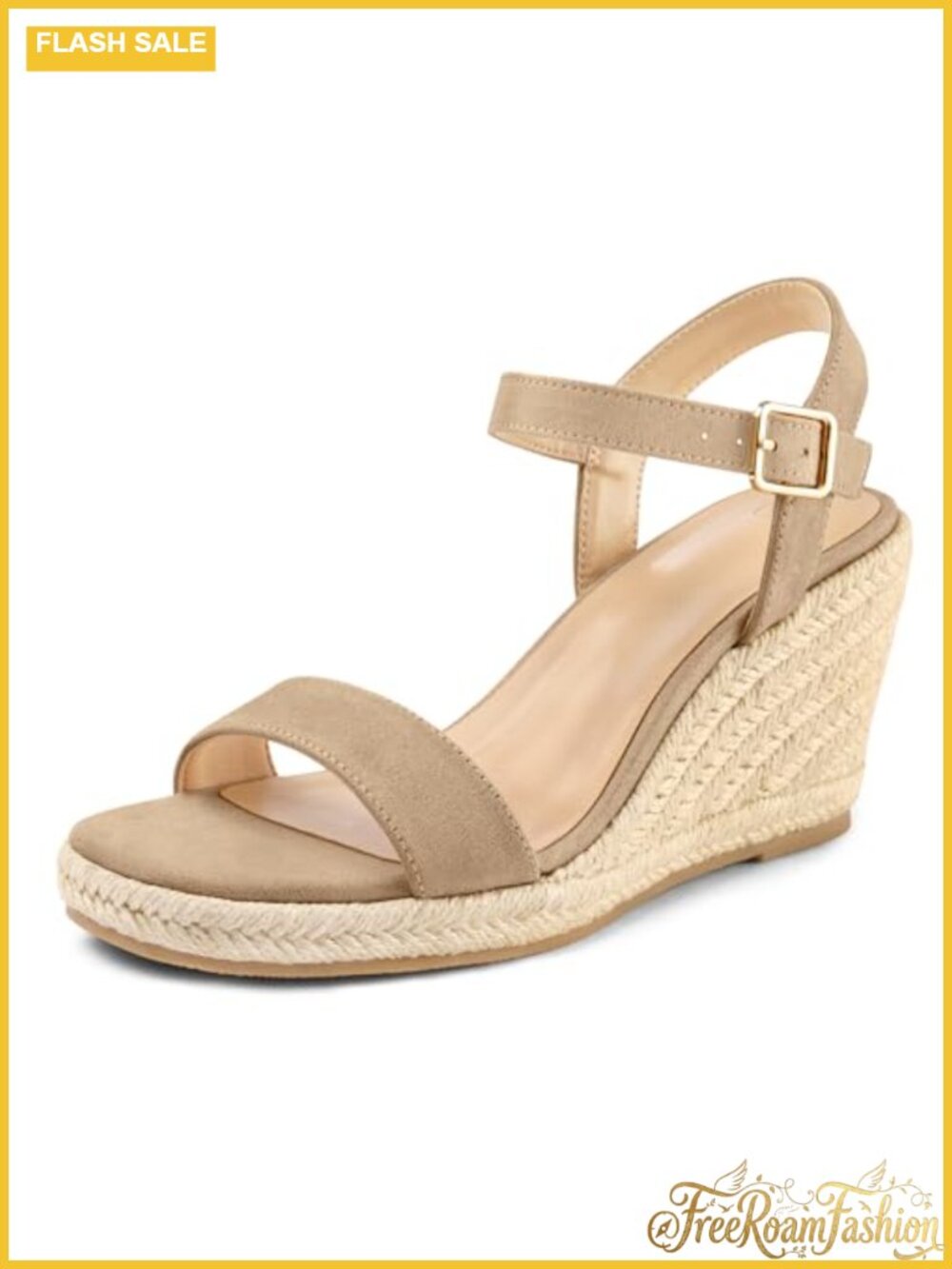 Espadrille Wedge Sandals Square Open Toe Platform Padded Footbed Adjustable